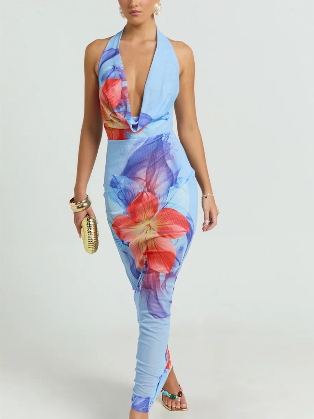 Showpo Larissa Floral Halter Maxi Dress